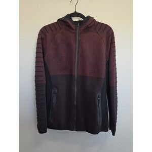 Smartwool Intraknit Merino Fleece Hoodie Mens L Burgundy Wool